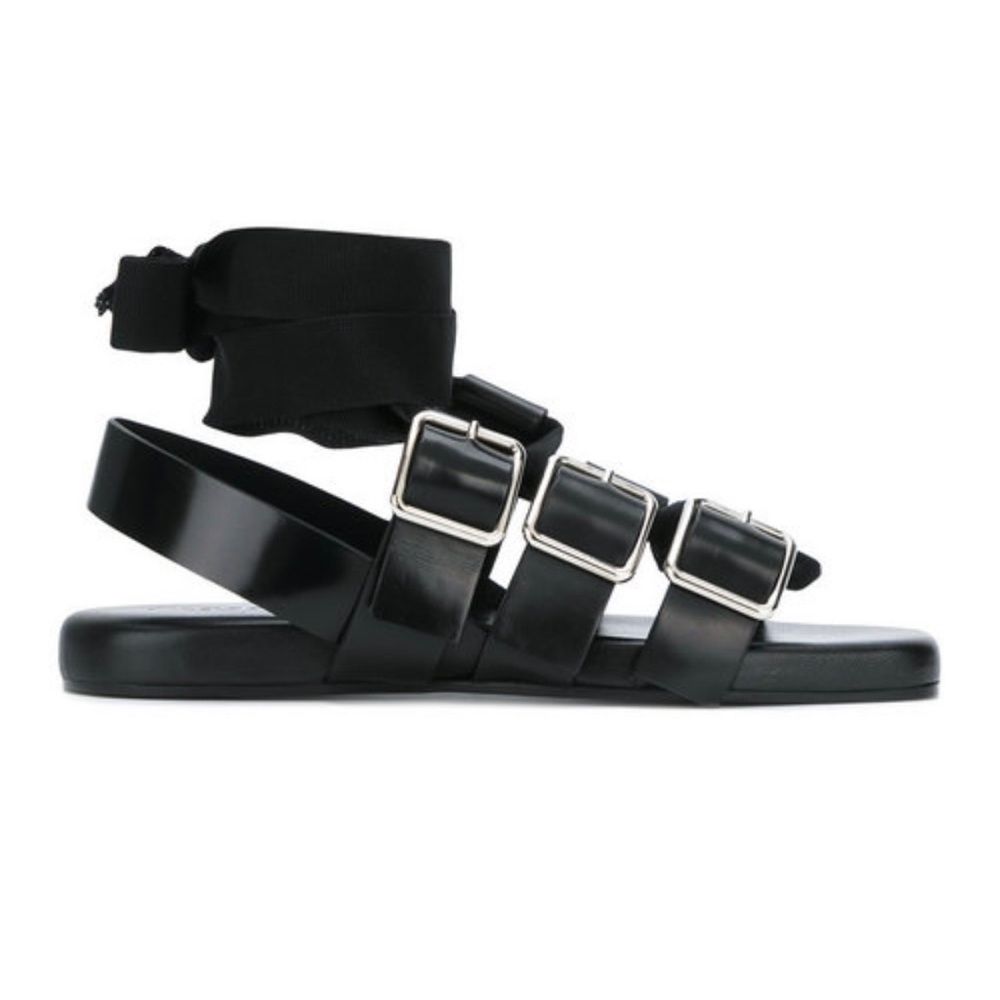 Jil Sander leather buckle strap sandals